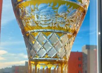 Piękny, duży, wazon, kryształowy PRL.