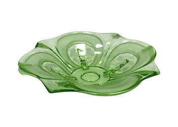 Szklana patera żardiniera Art Deco zielona Stölzle Hermanova Czechy 1930