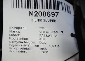 SILNIK SŁUPEK VOLKSWAGEN PASSAT B5 AEB