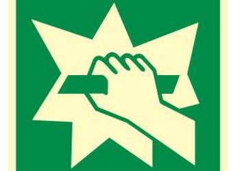 Naklejka BHP Stłuc aby uzyskać dostęp AE008