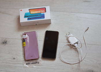 Telefon Xiaomi Redmi 9A granat 64 GB + 2 etui szkło ładowarka