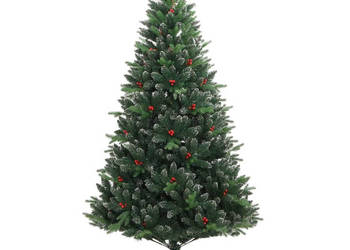 Sztuczna choinka zawiasowa z czerwonymi jagodami 210 cm WM-356734