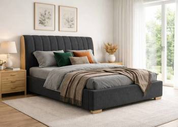 ARIA łóżko sypialniane 160x200 czarne + pojemnik + stelaż