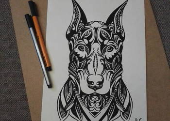 Rysunek: doberman - cienkopis, A4, 200 g/m2