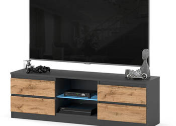 Szafka Rtv Loft Z 4 Szufladami 138cm Stolik Salon Sypialnia Szary Dąb Wotan