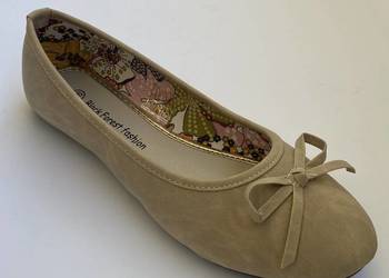 Beżowe gładkie baleriny z kokardą rozmiar 36