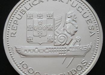 Portugalia 1000 escudos 1996 - FRAGATA - SREBRO - stan 1/2