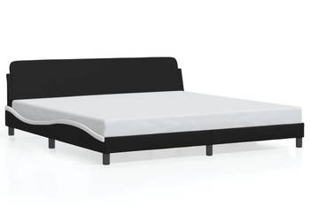 Rama łóżka z zagłówkiem czarno-biała ekoskóra 200x200 cm WM-373263