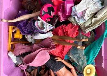 Cały kosz lalki barbie i akcesoria