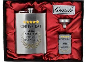 Piersiówka + Zapalniczka Zestaw Prezentowy  „Najlepszy Dziadek na świecie”