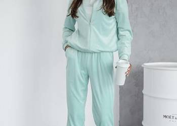 Welurowy damski dres miętowy S/M