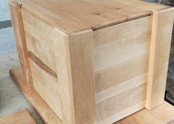 Skrzynka na winyle z pokrywą, drewno brzozowe, skrzynka na drewno.