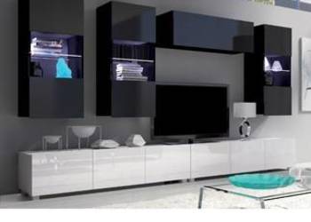 Meble do salonu bialo czarne