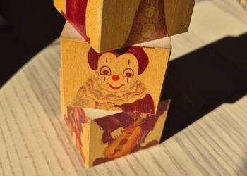 Vintage drewniane klocki puzzle Klauni Mertens Kunst Niemcy 70 872