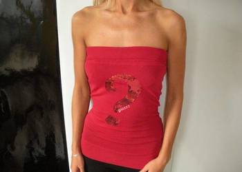 Nowa czerwona sexy bluzka tuba top Guess cekiny pytajnik