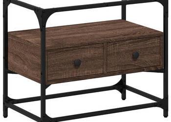 Szafka pod TV ze szklanym blatem brązowy dąb 60x35x51 cm WM-846058