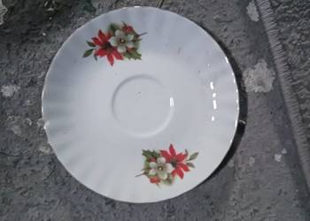 Biała porcelana Wunsiedel Retch Company Bavaria Porzellan Poinsettias and H