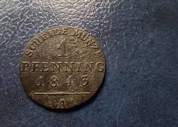 Stare monety 1 fenig 1843 A Niemcy