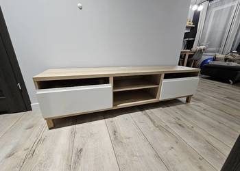 IKEA BESTA szafka RTV 180x48,5x41,5 dąb bielony, biale szufady mat