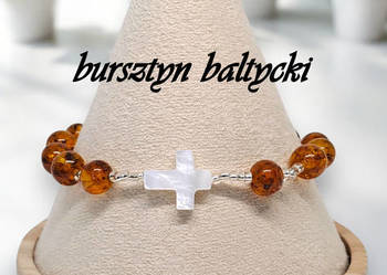 Bransoletka różaniec, dziesiątka różańca, BURSZTYN bałtycki #1011