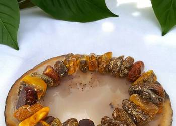 Bransoletka BURSZTYN bałtycki bryłki cytryna, wiśnia, mleko #864