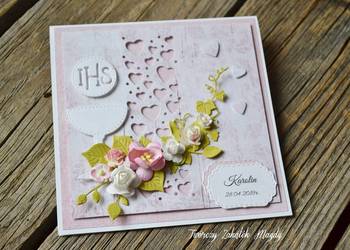 Kartka na Komunię z kielichem ręcznie robiona Kartka na Komunię z kielichem ręcznie robiona