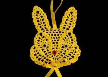 Zawieszka ozdoba szydełkowa zajączek 9x11cm żółta (Z222)(2)