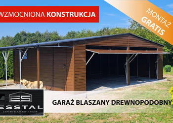 Garaż Blaszany + ZADASZENIE – Drewnopodobny – Blaszak  - ESSTAL-