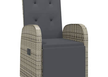 Rozkładane krzesła ogrodowe poduszki 2 szt. szare rattan PE WM-319541