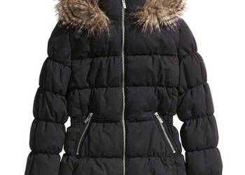 czarna watowana pikowana puchowa kurtka h&m zimowa xxs 32