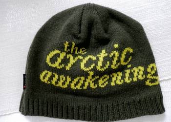 Czapka Męska z Wełną Beanie Oliwkowa z Napisem Norweska Marka