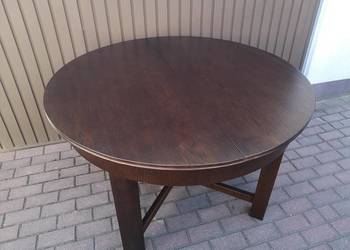 Stół Okrągły ART-DECO Dębowy 125 Solidny Zgrabny Antyk Stary Rozkładany.