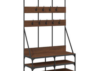 Wieszak na ubrania z miejscem na buty brązowy dąb 100x40x184 cm WM-837861