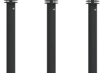 Lampy ogrodowe na słupku z czujnikiem 3 szt. czarne 110 cm WM-4006372