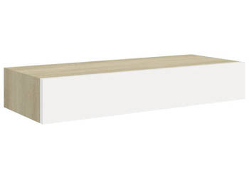 Półka ścienna z szufladą dąb i biel 60 x 235 x 10 cm MDF WM-330263