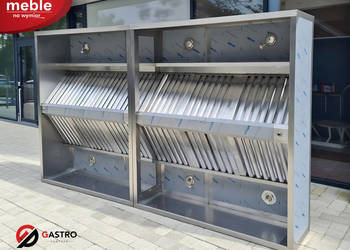 Okap centralny skrzyniowy spawany z filtrami 2800x1800x450 mm