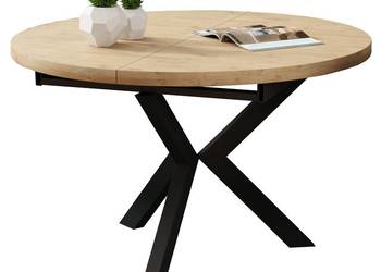 Stół loft mały rozkładany 100-140 cm okrągły metalowe nogi