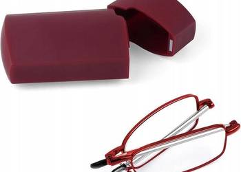 Składane okulary do czytania z etui małe do torebki kieszeni +2,5 czerwone