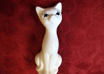 Kot - biały kotek - stara figurka ceramika - 12,5 x 5 x 5 cm