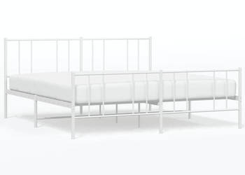 Łóżko Metalowe Białe Rama Łóżka Ze Stelażem Biała 183x213 cm WM-352552