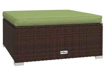 Podnóżek ogrodowy z poduszką brązowy 70x70x30 cm polirattan WM-317558