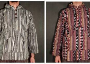 Męska Bluza Z Kapturem z Indii 100% Bawełna Kurta Boho