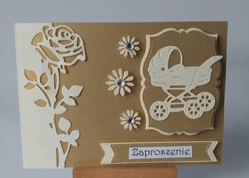 ZAPROSZENIA CHRZEST ŚWIĘTY WÓZEK RÓŻA C6 ZŁOTO - ECRI