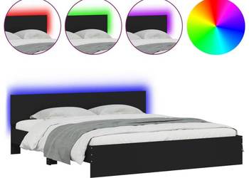 vidaXL Rama łóżka z wezgłowiem i LED, czarna, 180x200 cm(SKU:3207589)