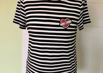 Świetny damski tshirt Only paski serce koszulka M L