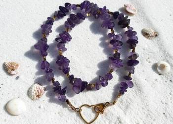 Naszyjnik z kamienia naturalnego ametyst.