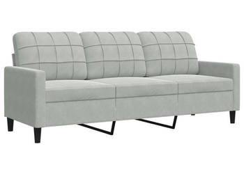Sofa 3-osobowa jasnoszara 180 cm tapicerowana aksamitem WM-4007634