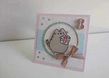 Kartka na urodziny kotek Pusheen handmade