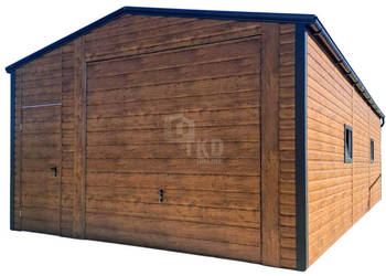 Garaż blaszany 5x6m brama uchylna drzwi 2x okno rynny dach TKD407
