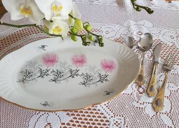 talerz półmisek złocony zdobiony zsrr Ryga vintage retro prl